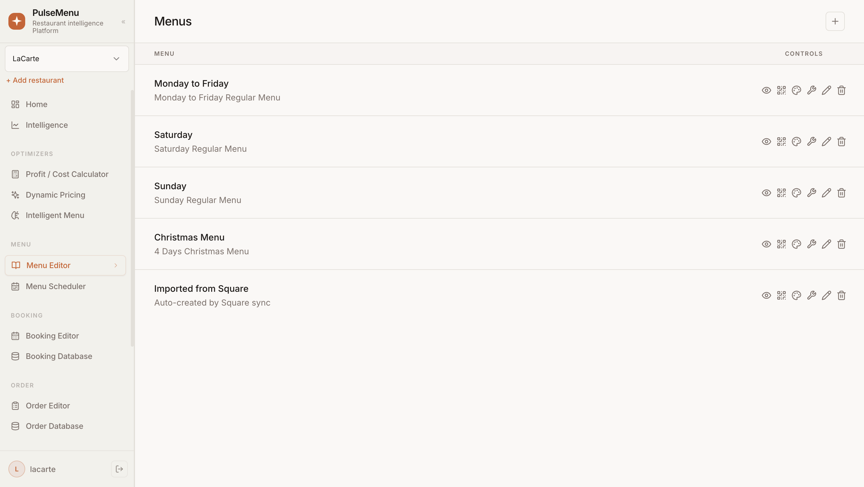 PulseMenu menus