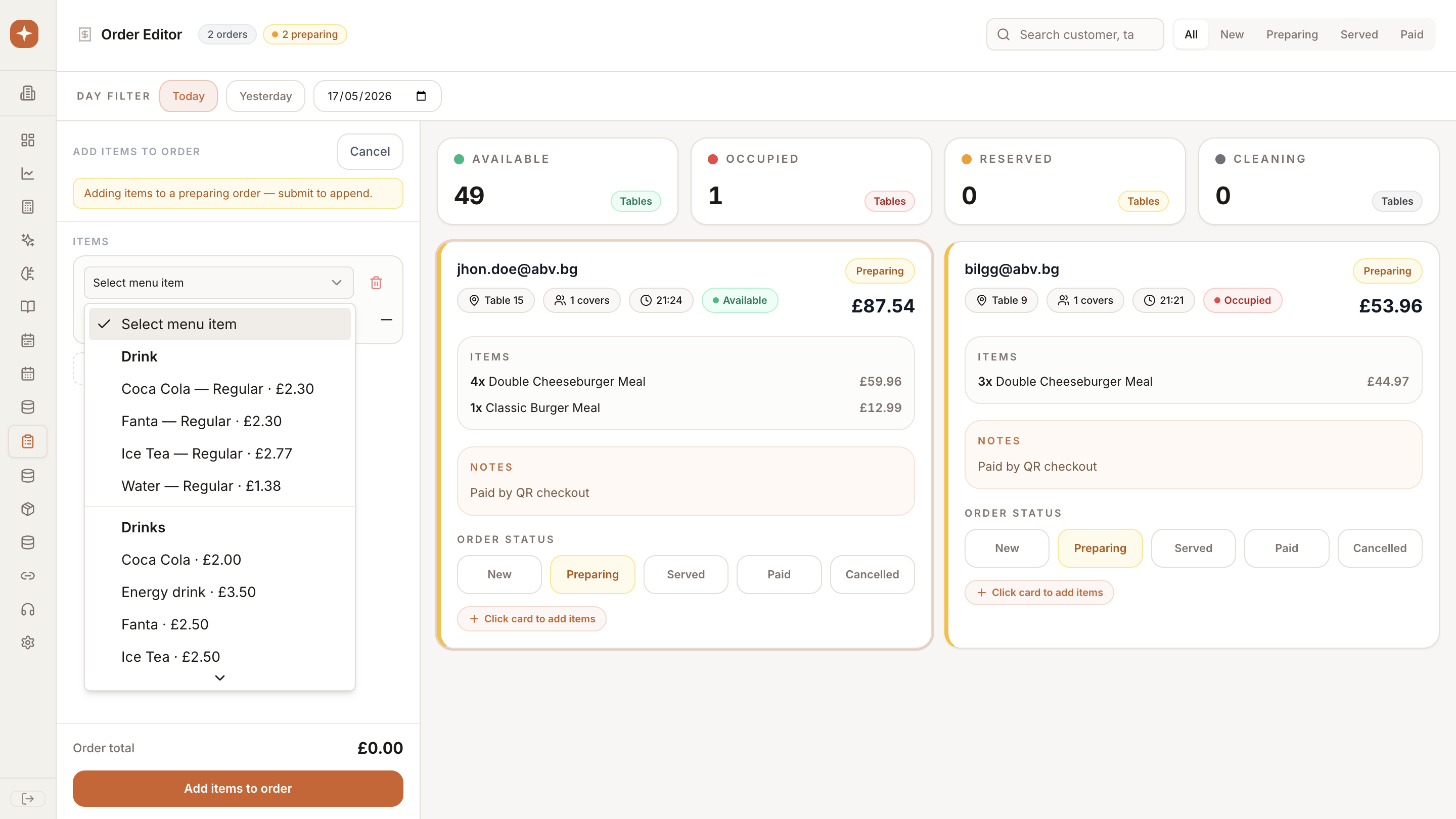 PulseMenu order editor